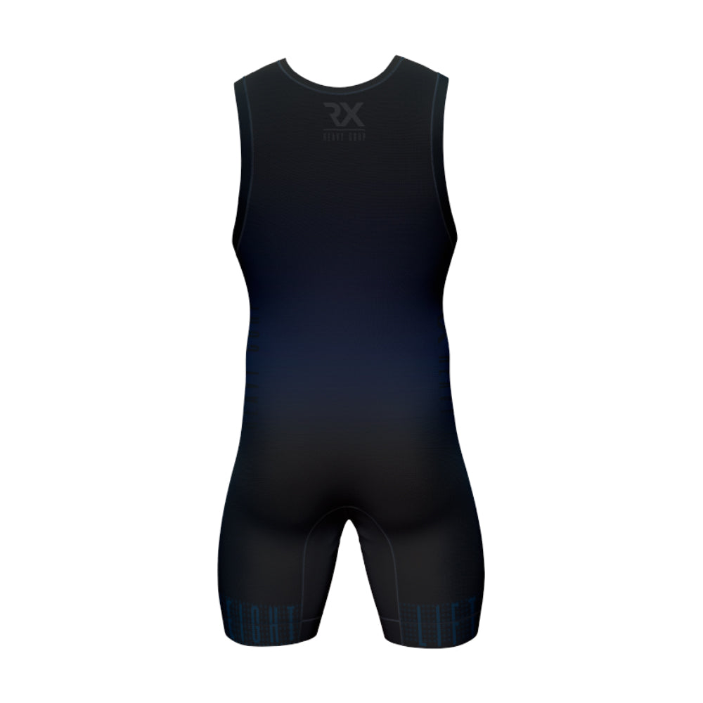 Rx Heavy - Maillot Halterofilia profesional PERSONALIZABLE ironlift azul - añade logo, nombre, bandera