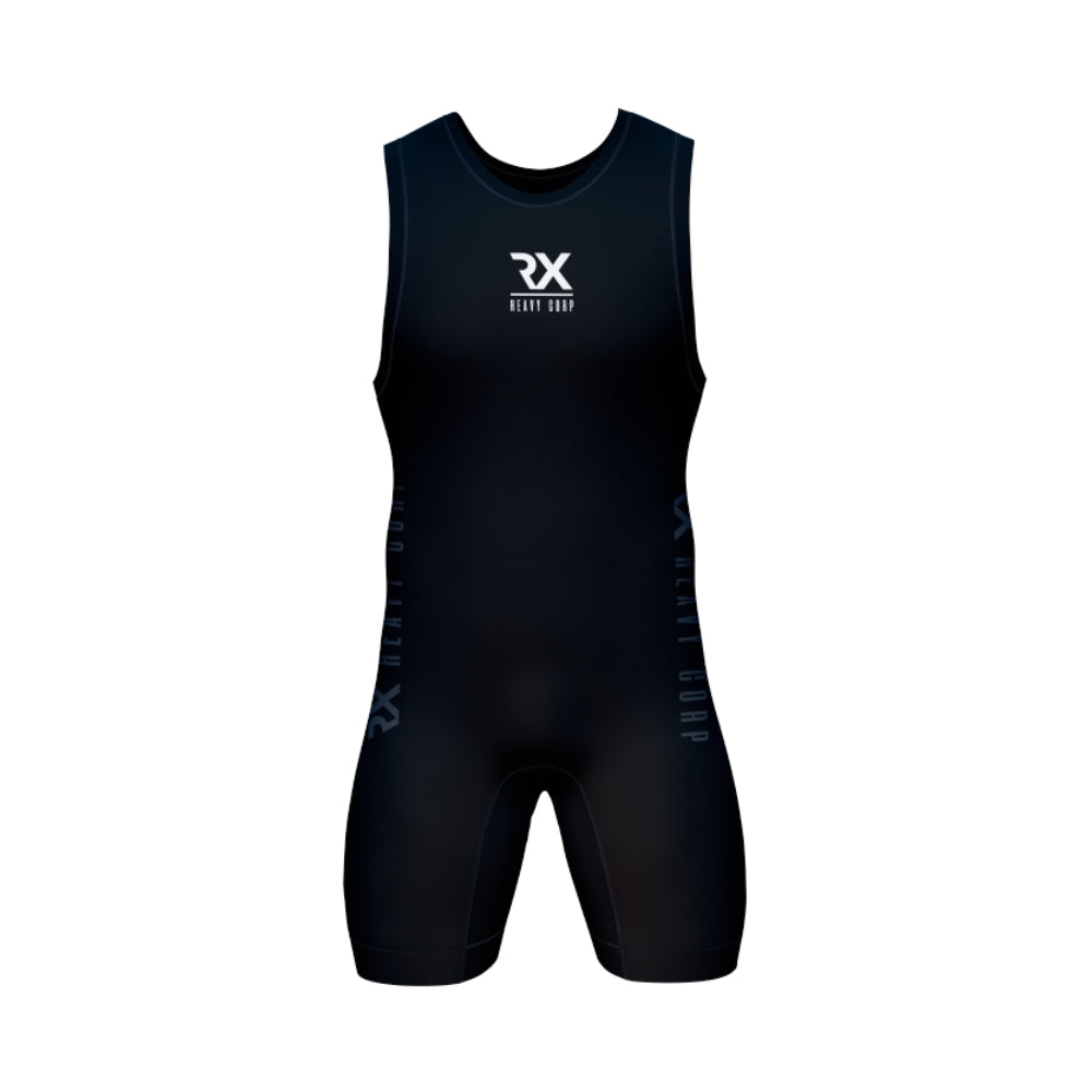 Rx Heavy - Maillot Halterofilia profesional PERSONALIZABLE ironlift negro - añade logo, nombre, bandera