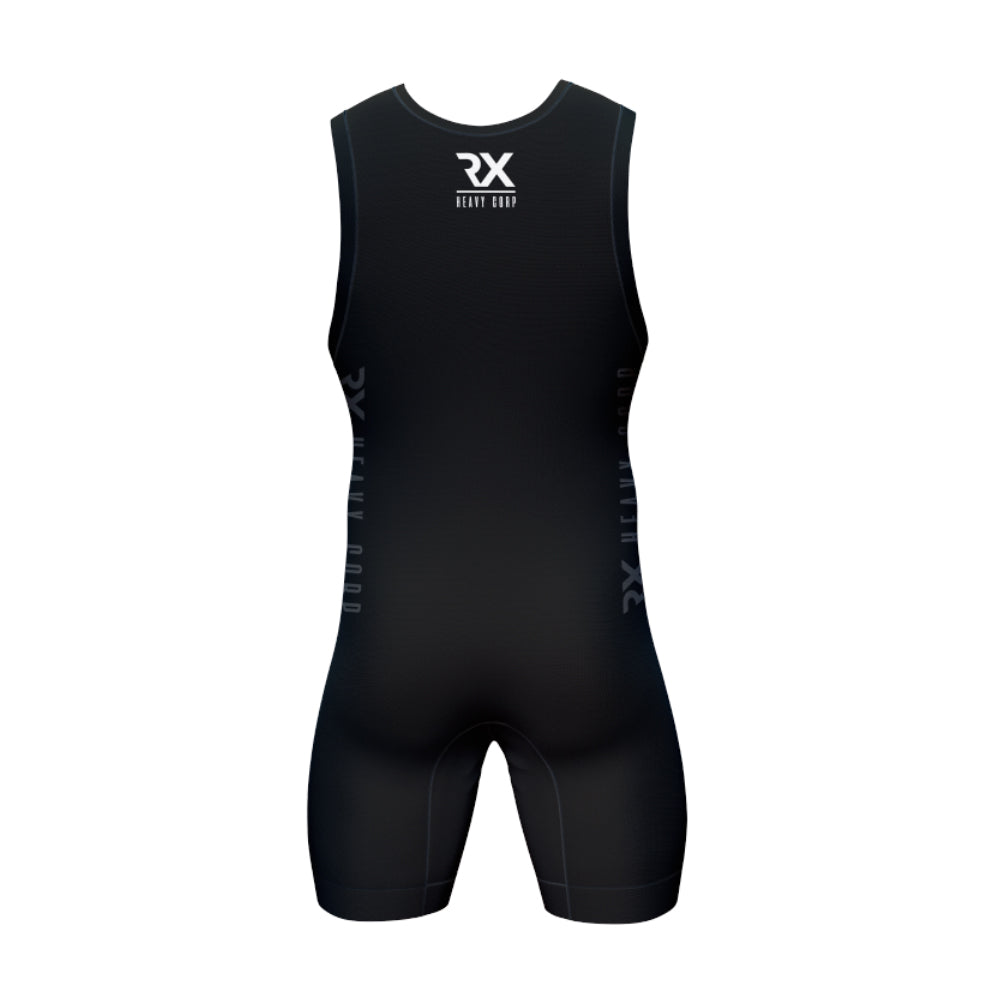 Rx Heavy - Maillot Halterofilia profesional PERSONALIZABLE ironlift negro - añade logo, nombre, bandera