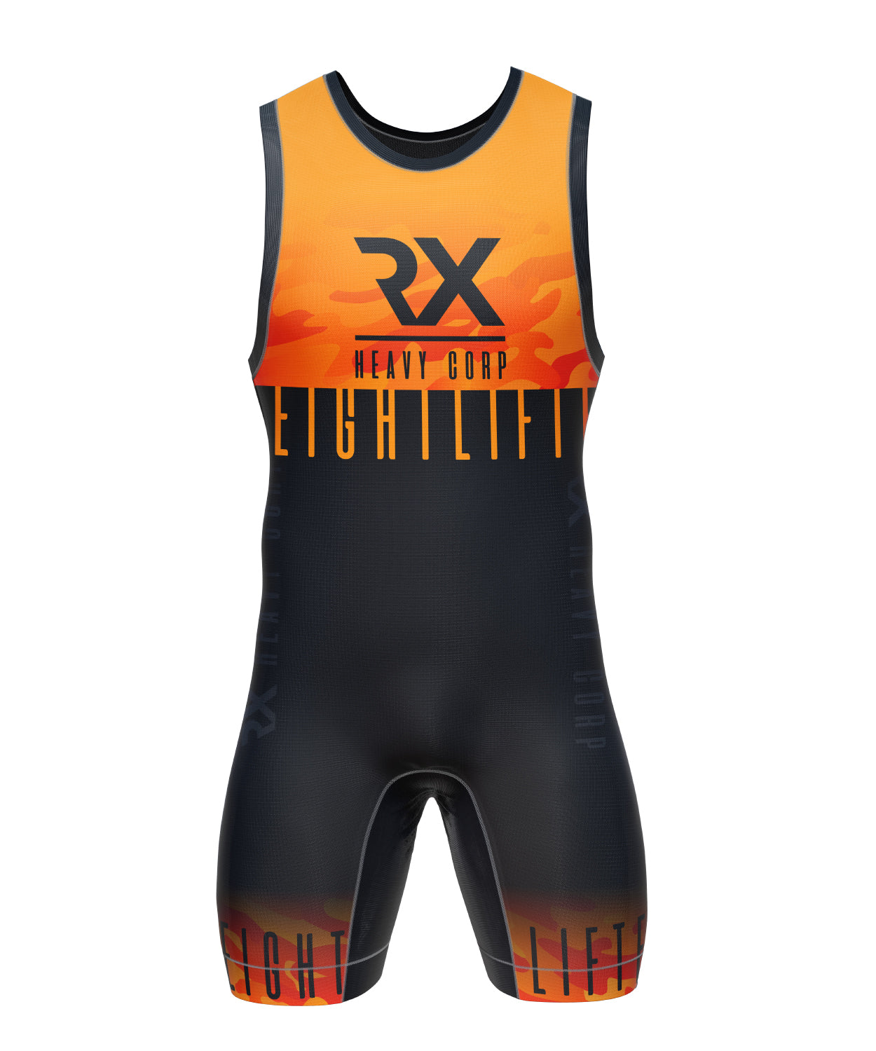 Rx Heavy - Maillot halterofilia CAMO - negro, naranja y militar. Powerlifting