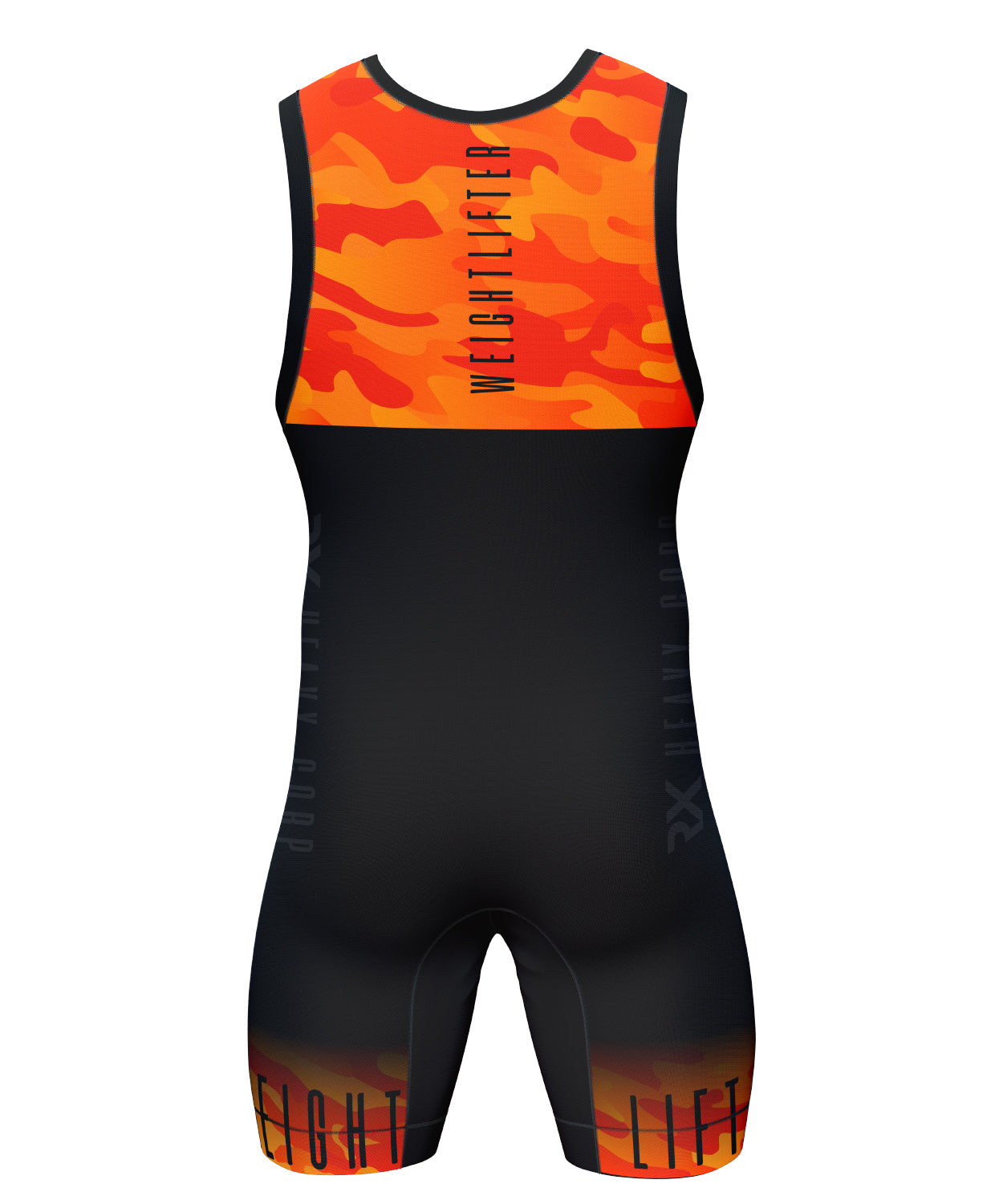 Rx Heavy - Maillot halterofilia CAMO - negro, naranja y militar. Powerlifting