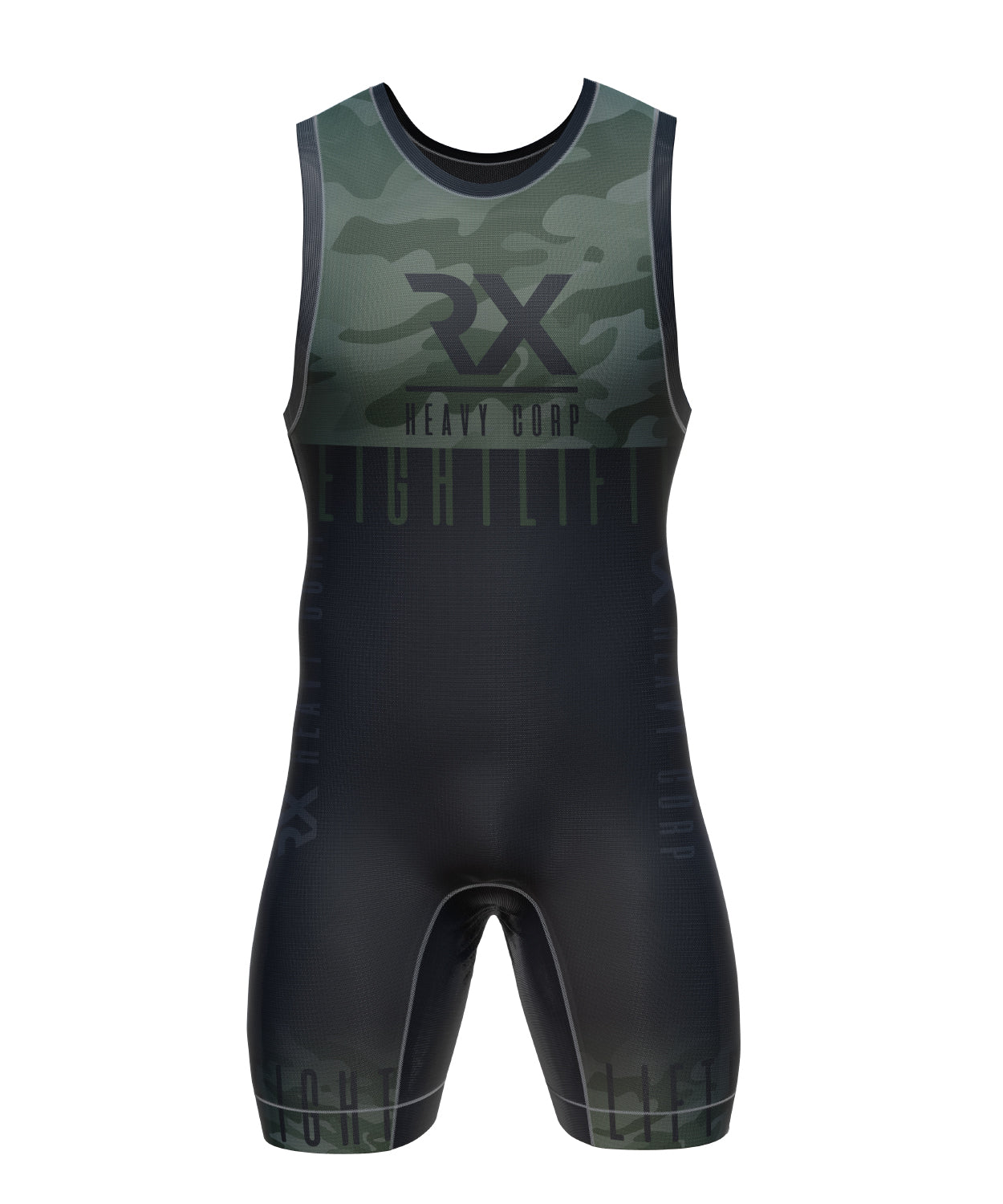 Rx Heavy - Maillot halterofilia CAMO - negro, naranja y militar. Powerlifting