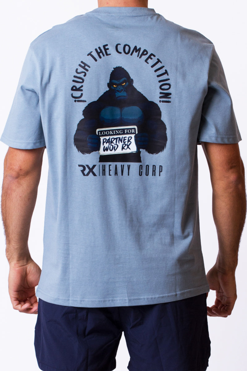 Camiseta urbana algodón oversize - Partner WOD - azul efecto lavado