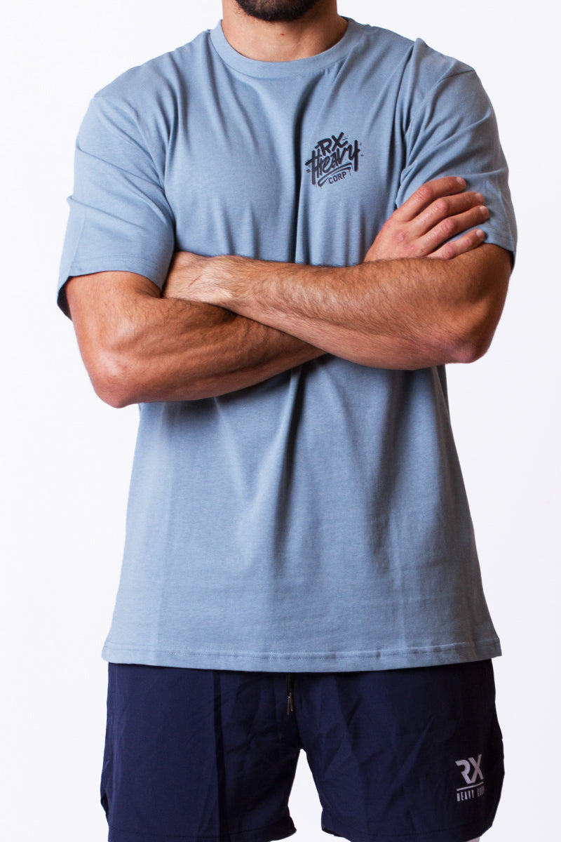Camiseta urbana algodón oversize - Partner WOD - azul efecto lavado