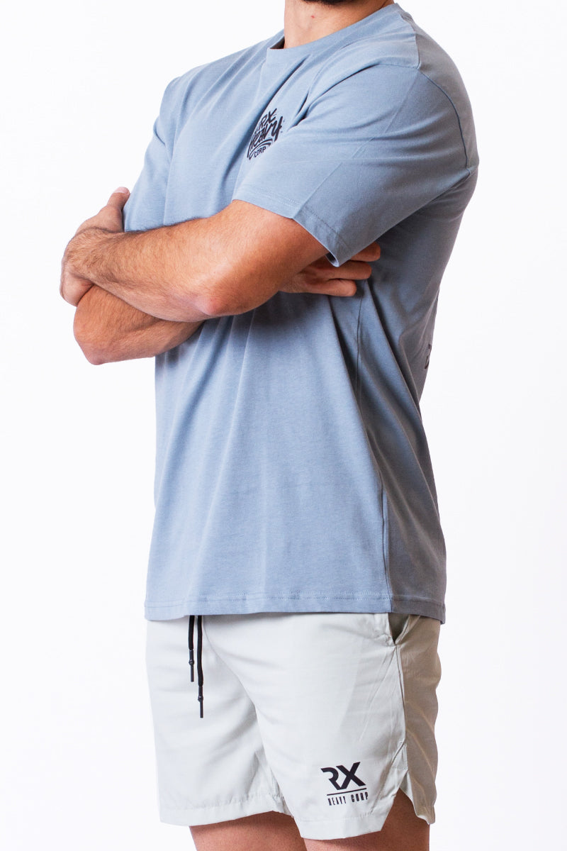 Camiseta urbana algodón oversize - Partner WOD - azul efecto lavado