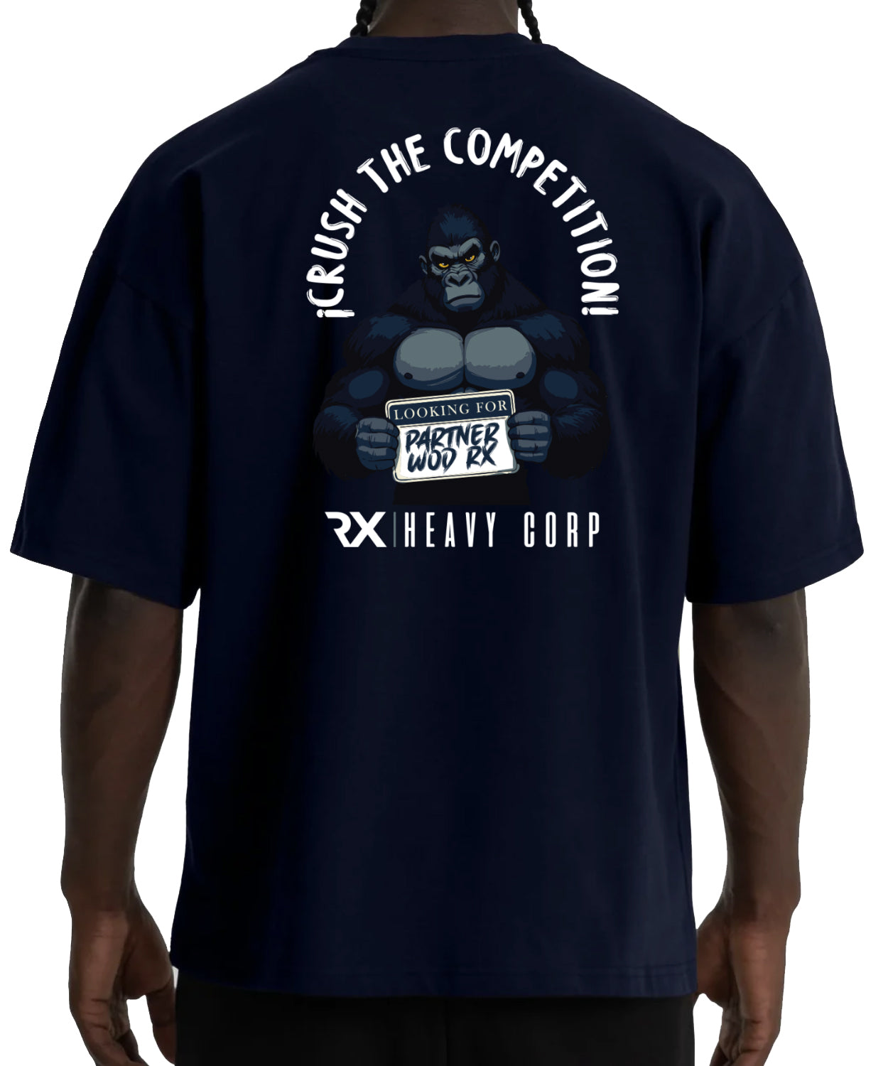 Camiseta urbana algodón oversize - Gorila Partner WOD - azul marino