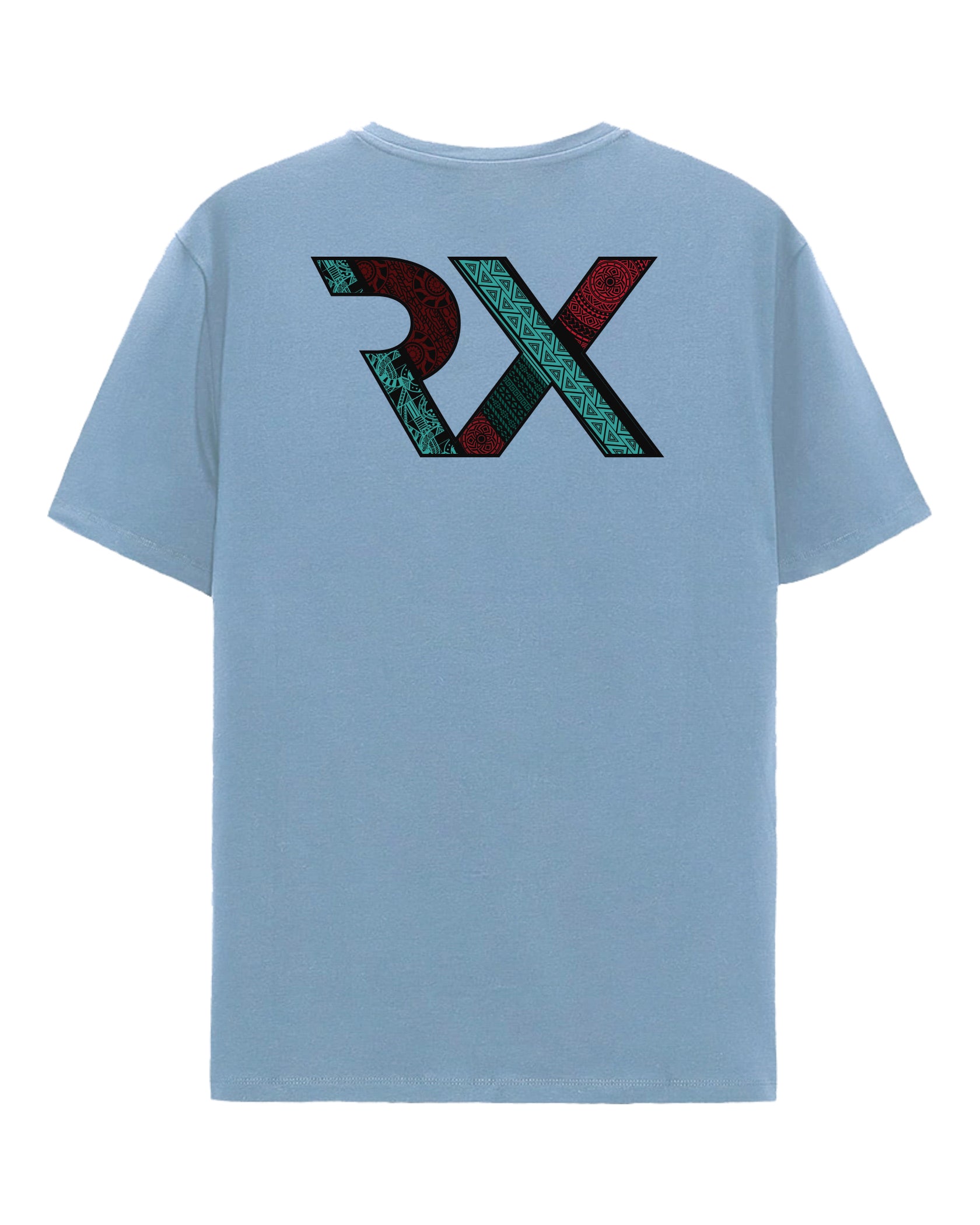 Camiseta Oversize algodón 100% - MAORI logo - blanca aguamarina azul beige