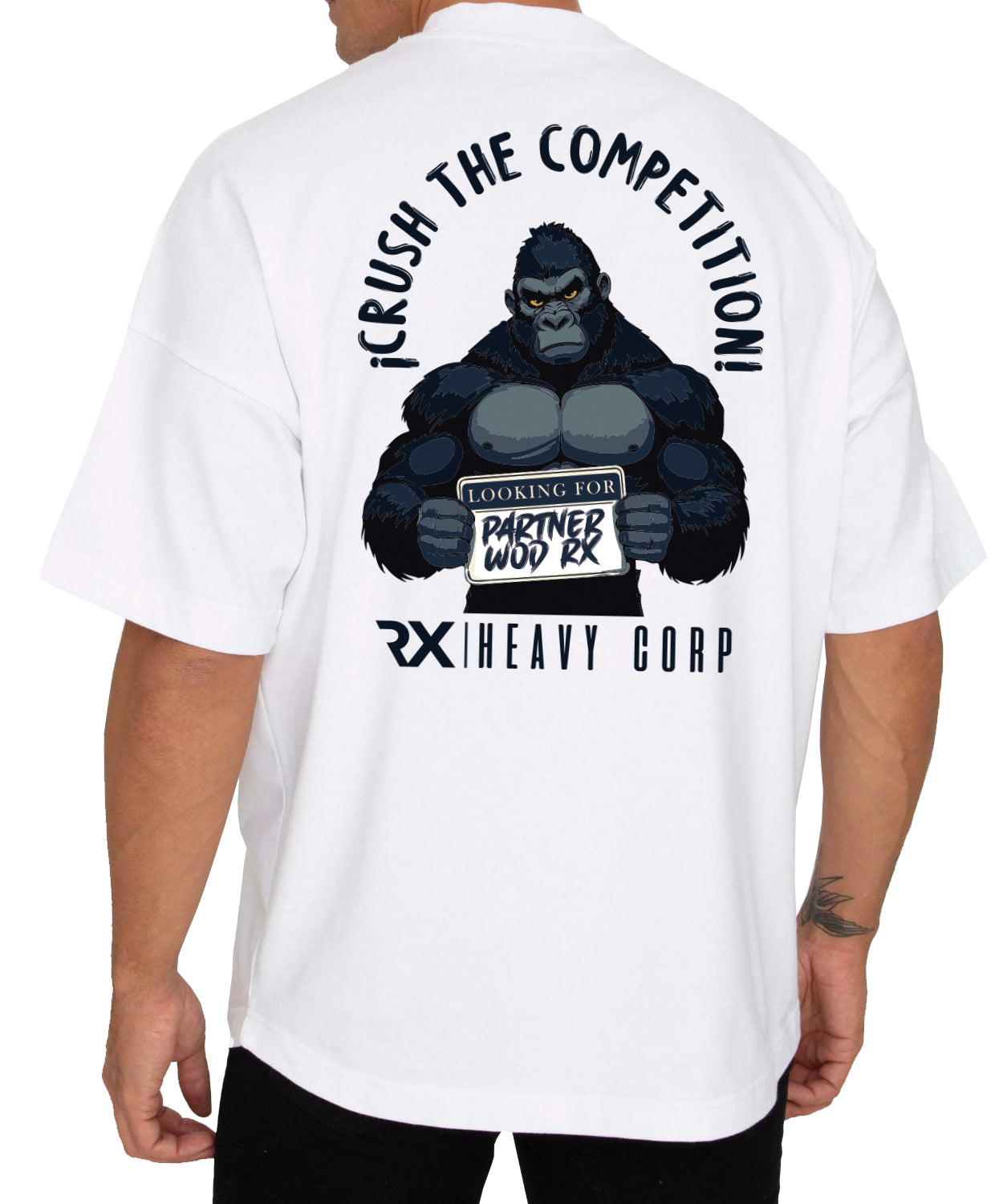 Camiseta urbana algodón oversize - Gorila Partner WOD - blanca