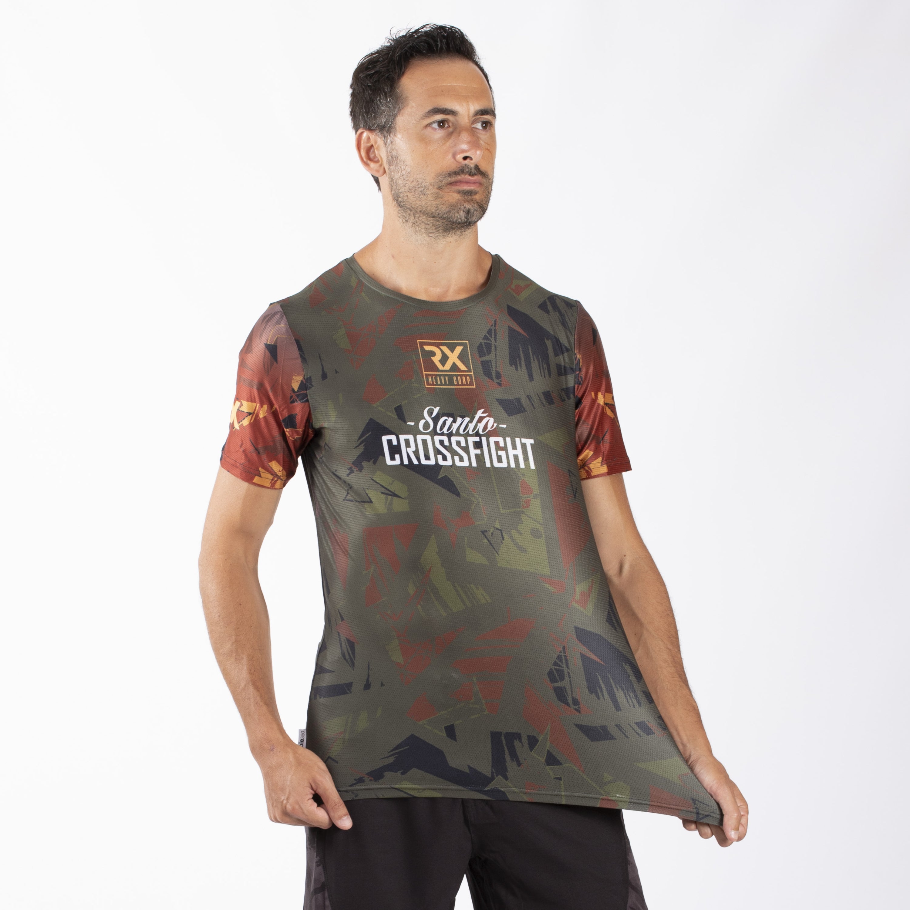 Camiseta Cross Training técnica SANTO CROSSFIGHT - Rx Heavy acabado militar