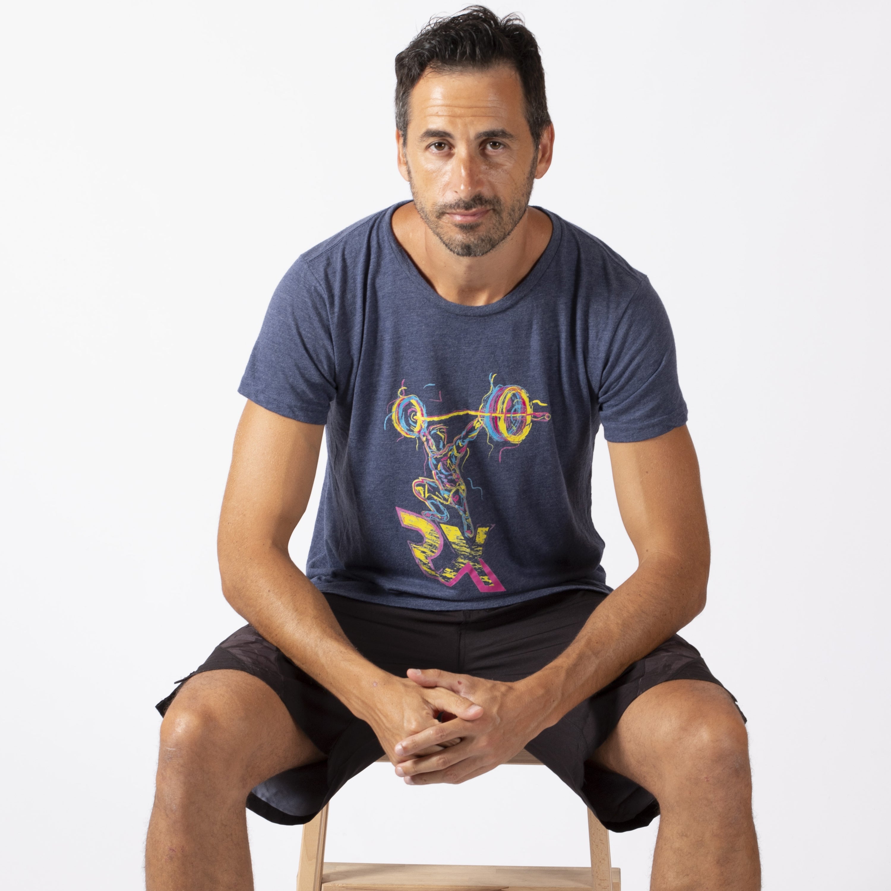 Camiseta triblend algodón y elástico - Squat SNATCH - burdeos y azul