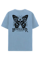 Camiseta Oversize algodón - Mariposa BEWILDER - hueso negra azul