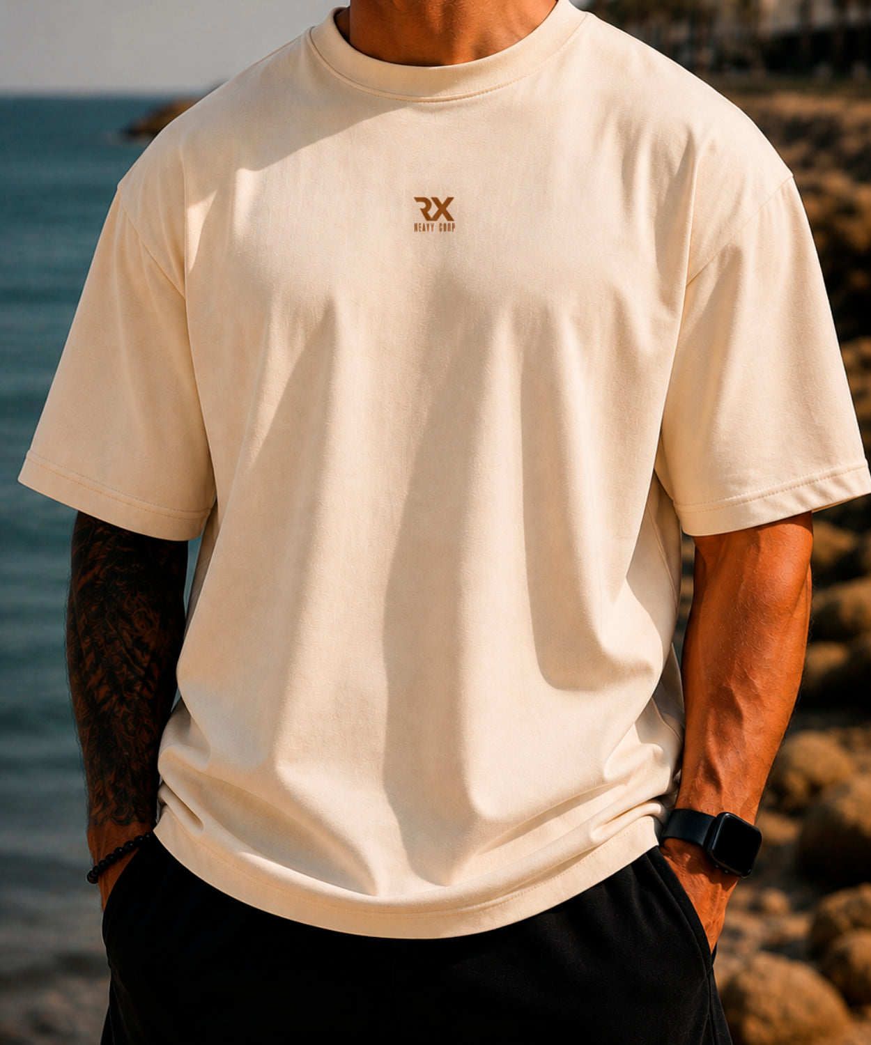 Camiseta oversize - My enemy, myself - skatee blanco, negro, beige