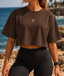 Crop top oversize - My enemy, myself - skatee marrón y violeta