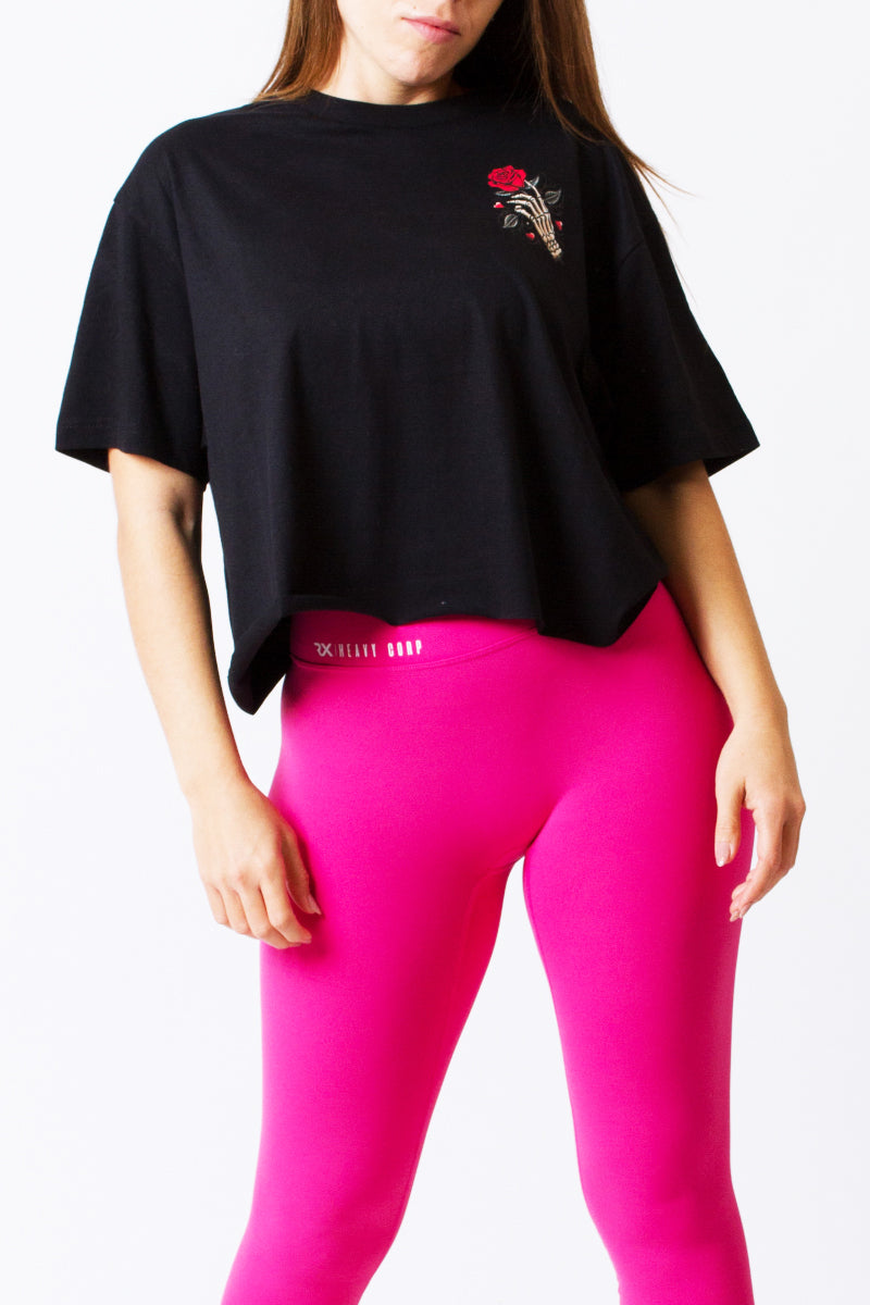 Crop Top algodón oversize - ETERNAL TRAINING - negro