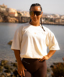 Crop top oversize - My enemy, myself - skatee blanco, negro, beige