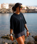 Crop top oversize - My enemy, myself - skatee blanco, negro, beige