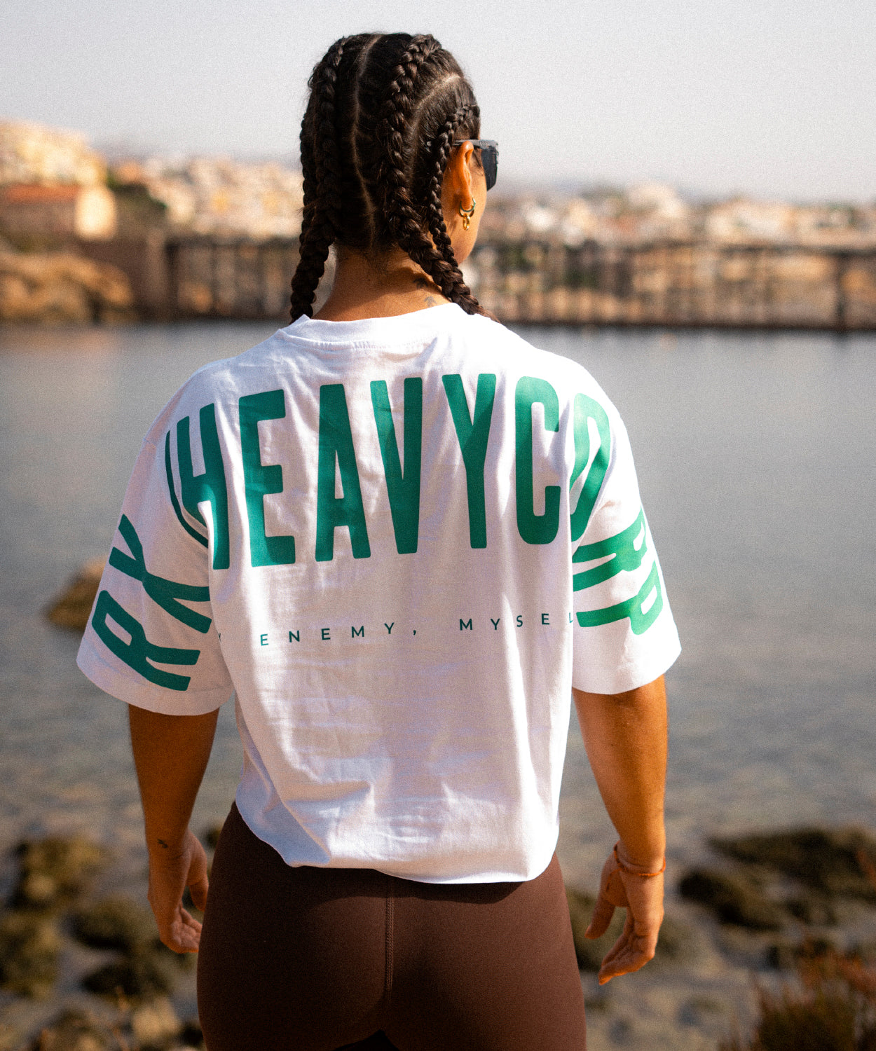 Crop top oversize - My enemy, myself - skatee blanco, negro, beige