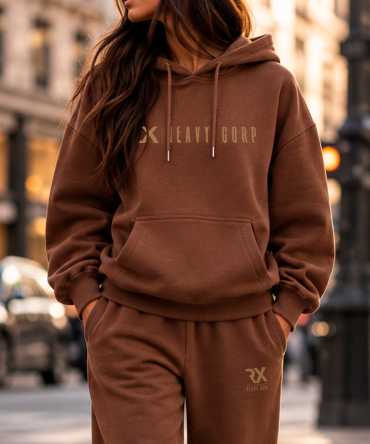 Sudadera Oversize Premium UNISEX - Diseño corporativo - marrón chocolate