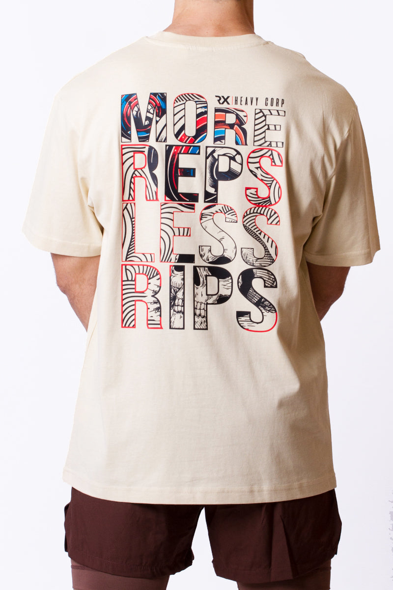 Camiseta Urbana Training algodón - More Reps Less Rips - blanca o negra