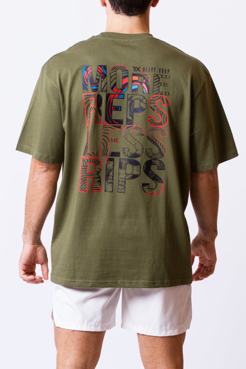 Camiseta Urbana Training algodón - More Reps Less Rips - blanca o negra