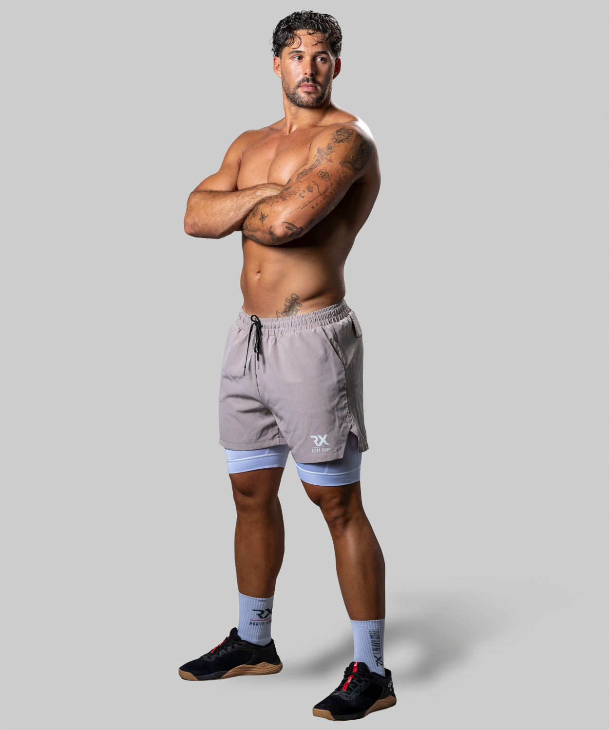 Pantalón Corto doble con malla - X TRAINING - negro beige azul marino marrón gris