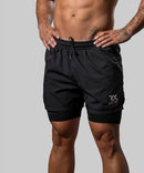 Pantalón Corto doble con malla - X TRAINING - negro beige azul marino marrón gris