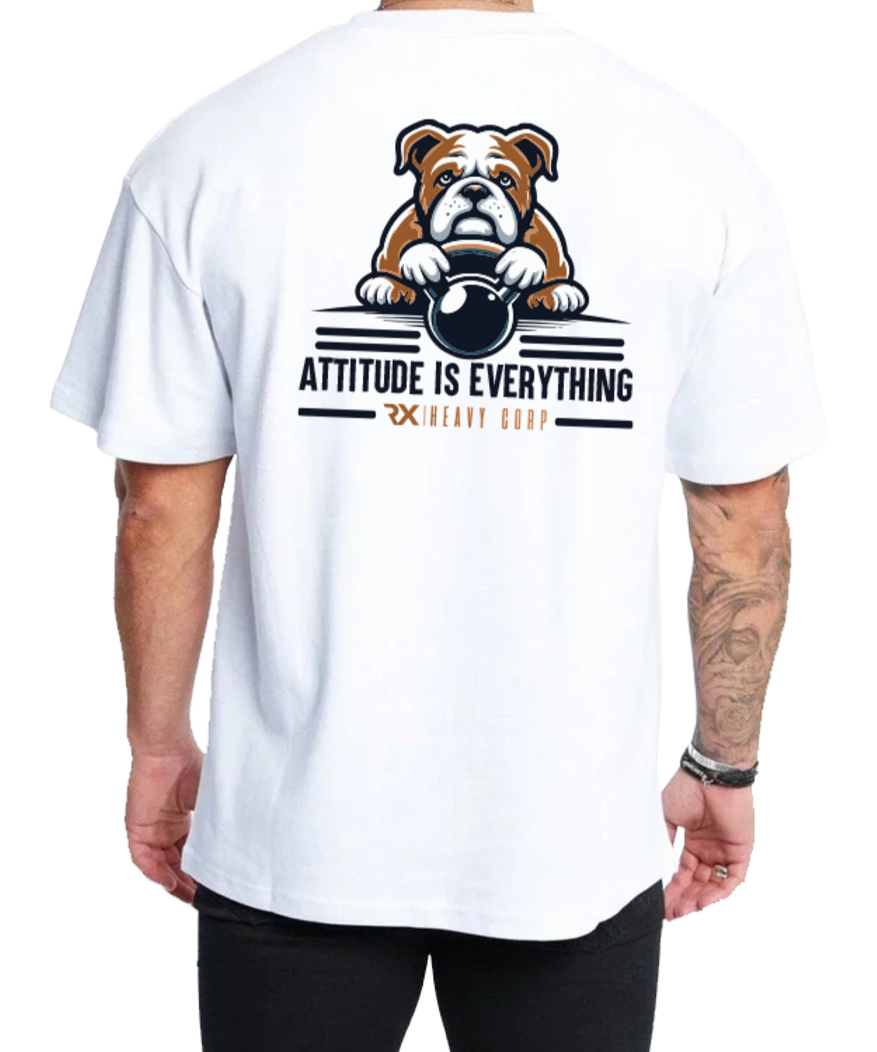 Camiseta Oversize algodón 100% - Attitude Bulldog - blanca