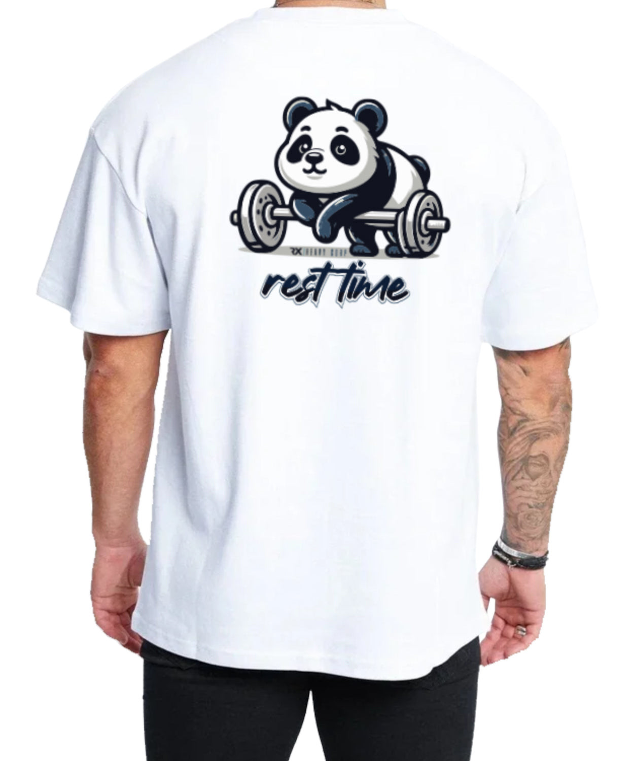 Camiseta Oversize algodón 100% - Rest Time PANDA - blanca