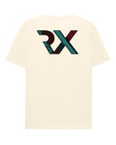 Camiseta Oversize algodón 100% - MAORI logo - blanca aguamarina azul beige